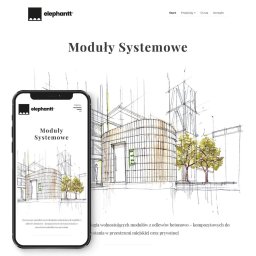 Virtualnetia - Strona internetowa z wizualizacją modułów systemowych na smartfonie i tle. Minimalistyczny design, czarno-biała kolorystyka z akcentami zieleni. Prezentacja oferty firmy.