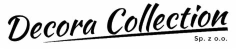 Logo firmy Decora Collection Sp. z o.o. z charakterystycznym, kursywnym napisem i podkreśleniem.