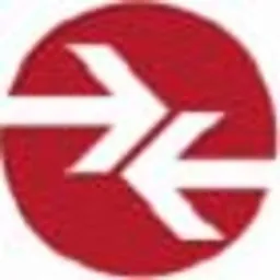 Czerwone logo z dwoma białymi strzałkami skierowanymi w przeciwne strony, umieszczone wewnątrz okręgu. Strzałki są ze sobą połączone, tworząc wrażenie wzajemnej wymiany.