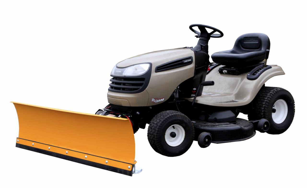 Pługi do odśnieżania do kosiarek-traktorków.