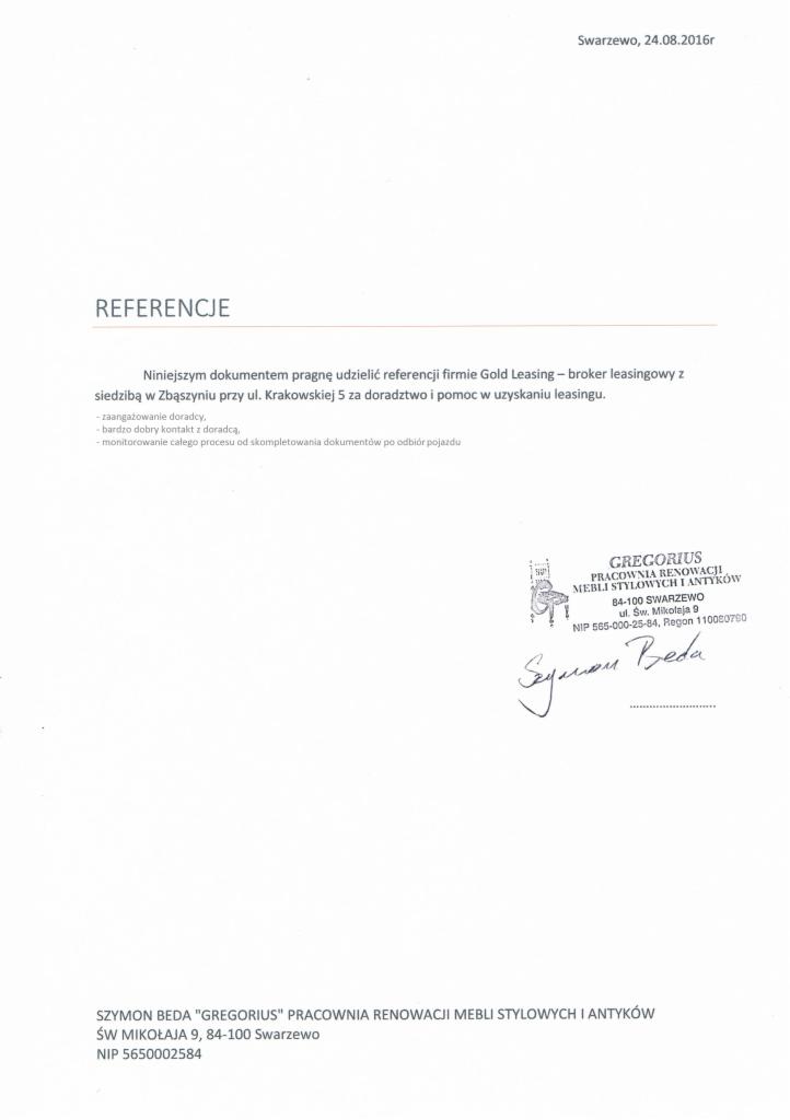 Referencje Gregorius