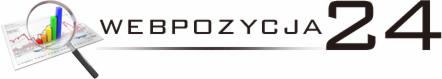 Wykres słupkowy z lupą, symbolizujący analizę danych, obok napisu WEBPOZYCJA24.