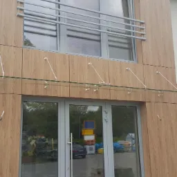 Elewacja HPL, daszki szklane