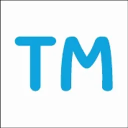 Niebieski znak towarowy 'TM' na białym tle w kwadratowej ramce.