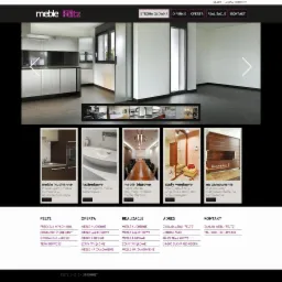 Strona internetowa firmy meblowej 'Feltz' z galerią realizacji: kuchnie, łazienki, biura, szafy. Prezentacja oferty i kontakt. Minimalistyczny design strony.