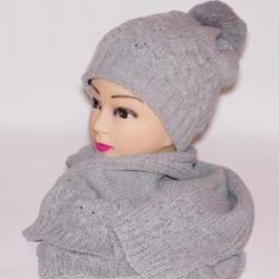 Komplet żeński, czapka + szal