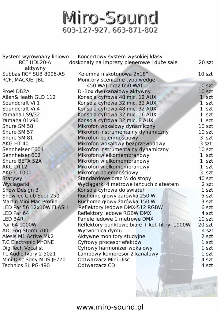Wynajem nagłośnienia i oświetlenia