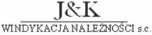 Logo firmy J&K Windykacja Należności s.c. w czarno-białej kolorystyce, z wyraźnym napisem nazwy firmy.
