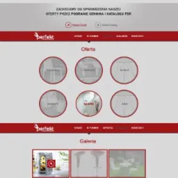 Strona internetowa firmy oferującej kompleksowe wyposażenie stoisk targowych i wypożyczalnię mebli na eventy, z widocznym menu, ofertą i galerią.