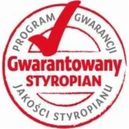 Logo programu gwarancji jakości styropianu Termo Organika z czerwonym symbolem odhaczenia i napisem 'Gwarantowany Styropian'