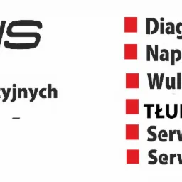 Logo warsztatu samochodowego ER Serwis z listą oferowanych usług, w tym diagnostyka komputerowa, naprawa silników, wulkanizacja, tłumiki, klimatyzacja i automatyczne skrzynie biegów.