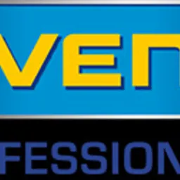 Logo Ravenol Professionals: żółty napis Ravenol na niebieskim tle, z dopiskiem Professionals poniżej