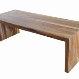 Stolik kawowy z drewna egzotycznego o prostej, minimalistycznej formie, wykończony na wysoki połysk, prezentowany na białym tle.