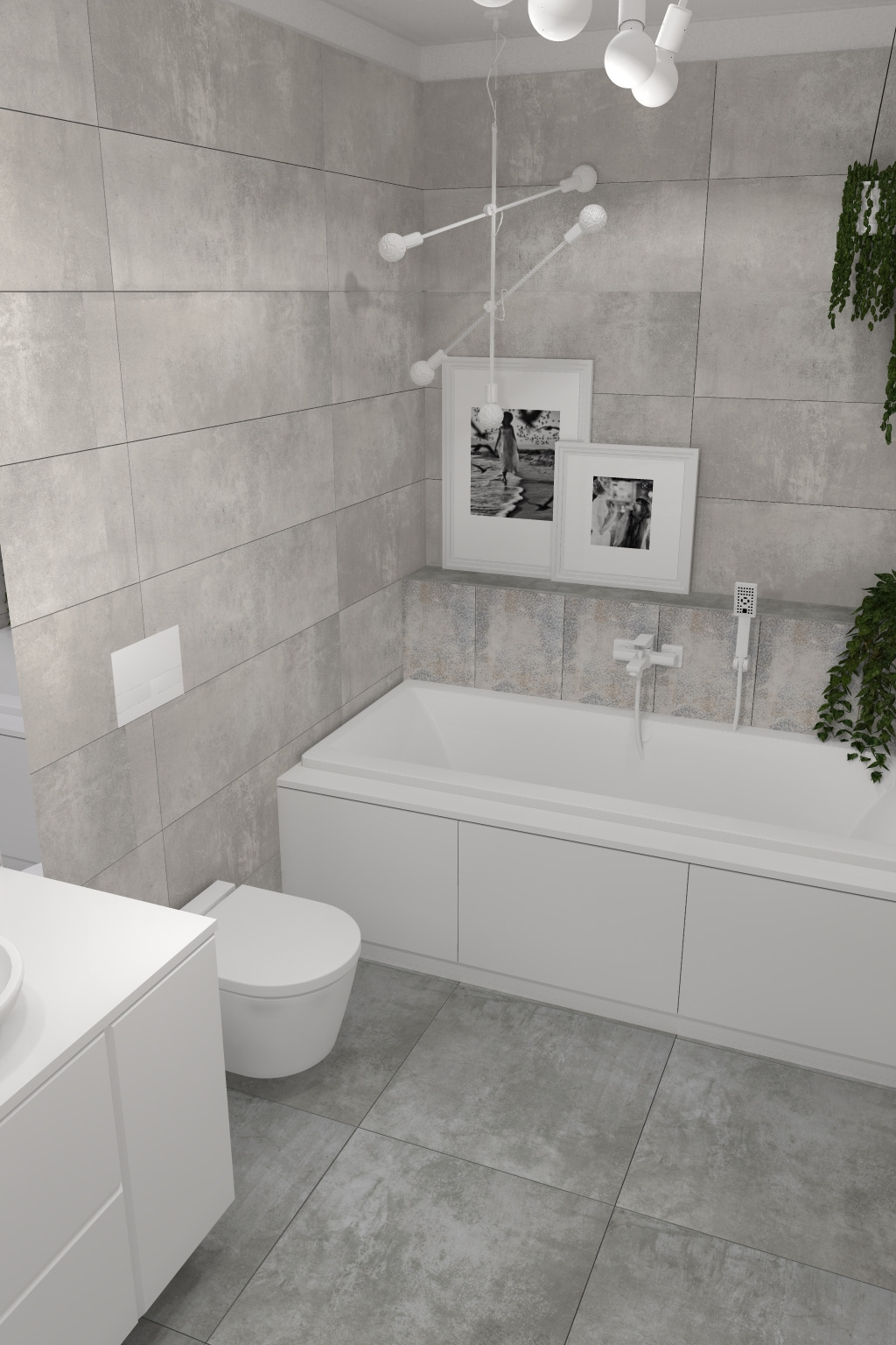 łazienka biało - szara