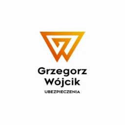Logo firmy ubezpieczeniowej Grzegorz Wójcik z pomarańczowym symbolem trójkąta w kształcie litery W.