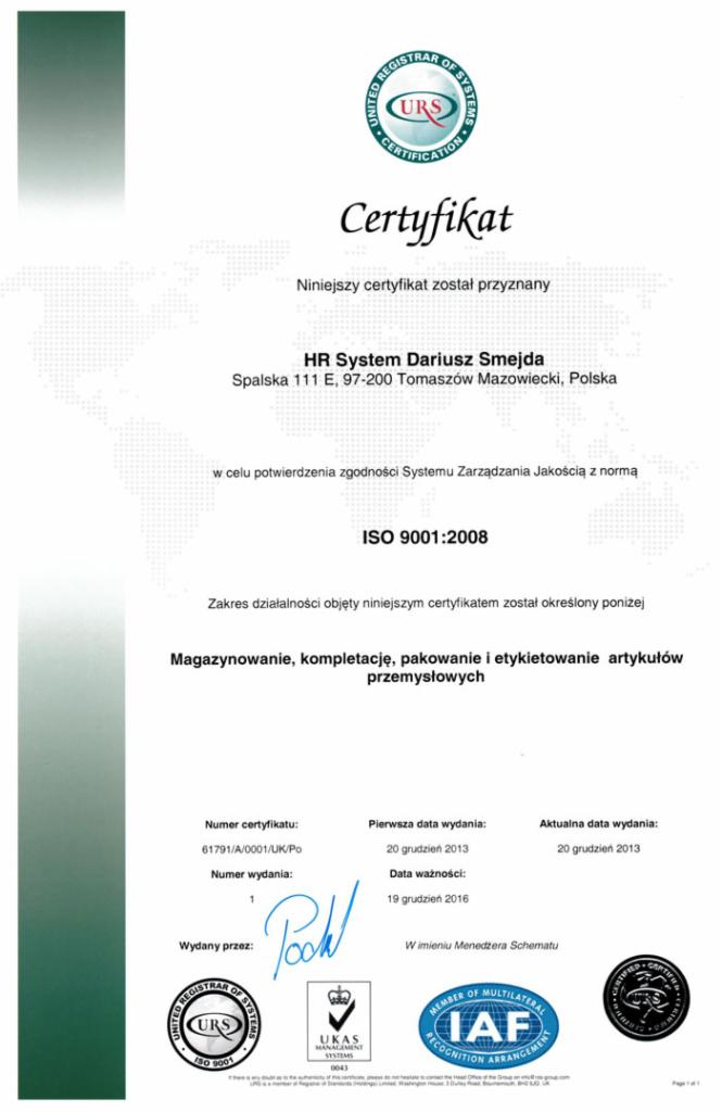 HR SYSTEM • produkcja opakowań z folii PVC • pakowanie • etykietowanie