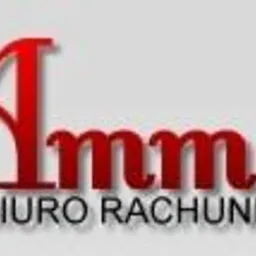 Logo firmy Ammes Biuro Rachunkowe z charakterystyczną, czerwoną literą A i napisem w kolorze czarnym.