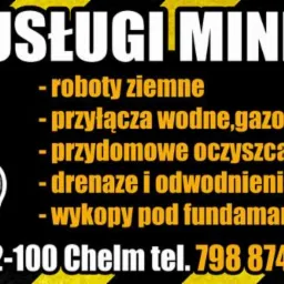 Usługi Minikoparką, roboty ziemne, przyłącza wodne, gazowe i kanalizacyjne