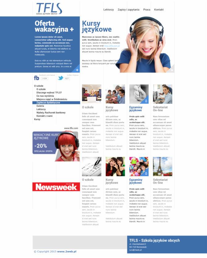 Projekt serwisu dla szkoły językowej.