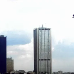 Panorama Warszawy z widocznymi wieżowcami, w tym Marriott i logo firmy Mark Invest Nieruchomości w prawym górnym rogu.