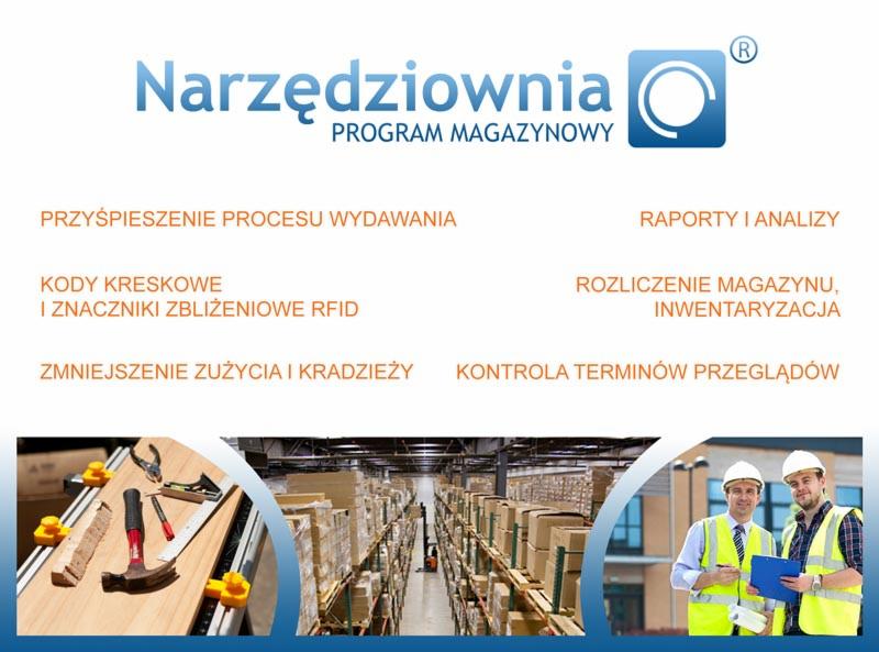 Prezentacja graficzna programu magazynowego Narzędziownia 3.0, z wizualizacjami procesów magazynowych, inwentaryzacji, kodów kreskowych, RFID, kontroli terminów, raportów i analiz, oraz ujęciem...