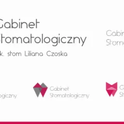 Warianty logo dla gabinetu stomatologicznego Liliana Czoska, prezentujące różne wersje graficzne z motywem zęba i nazwy gabinetu.