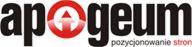 Logo firmy Apogeum z czerwoną strzałką w okręgu i dopiskiem 'pozycjonowanie stron' w prawym dolnym rogu.