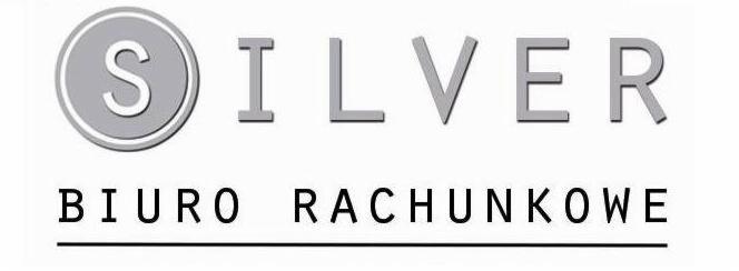 Logo 'Silver Biuro Rachunkowe' z szarą literą S w okręgu i napisem 'Biuro Rachunkowe' pod nazwą firmy. Prosty, elegancki design w stonowanej kolorystyce.