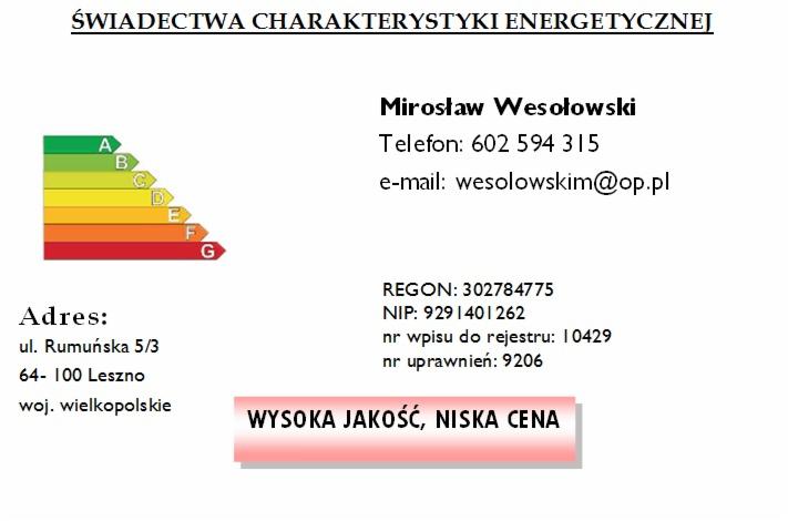 Świadectwa Energetyczne Leszno. Tanio!!!