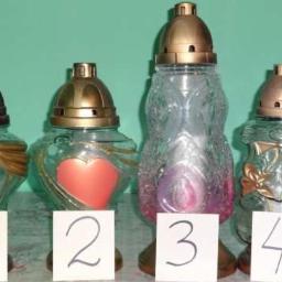 znicze szklane, gipsowe oraz wiazanki