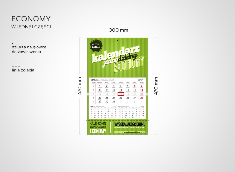 Kalendarz jednodzielny ECONOMY