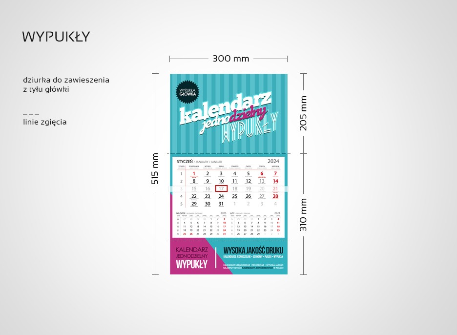 Kalendarz jednodzielny WYPUKŁY