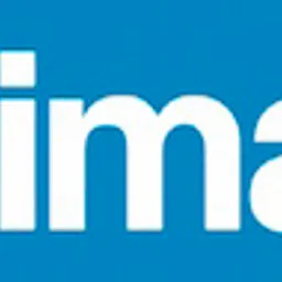 Logo firmy Klimatis na błękitnym tle, z symbolem słońca i śnieżynki.