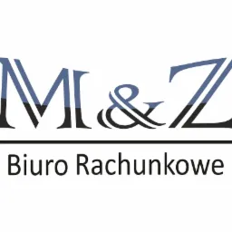 Logo firmy M&Z Biuro Rachunkowe z elementami w kolorze szarym i czarnym, na białym tle.