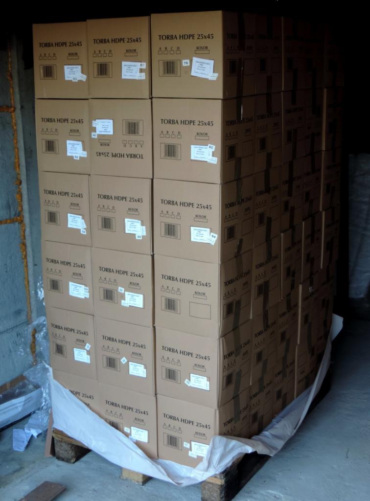 Reklamówka torba zrywka HDPE 25x45 paleta 1350 paczek 3,15 za paczke netto