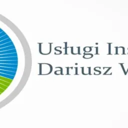 Logo firmy ARES Usługi Instalacyjne Dariusza Wiśniewskiego. Okrągły znak z motywem domu i promieniami w kolorach błękitu i zieleni.