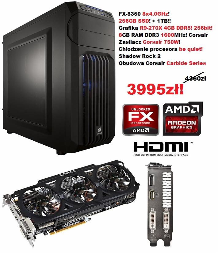 PRO GAMING!Fx-8350! 256GB SSD!! 8Gb Ram DDR3! R9-270x 4Gb DDR5!!Warto!