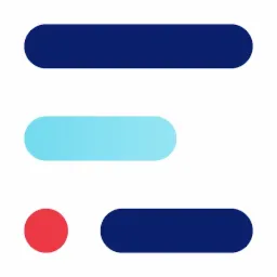 Abstrakcyjna grafika przedstawiająca trzy poziome paski: ciemnoniebieski, jasnoniebieski gradientowy oraz ciemnoniebieski, z czerwonym okrągłym punktem po lewej stronie dolnego paska.