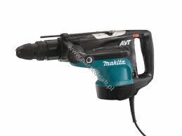 Wiertarka udarowa Makita AVT z przewodem zasilającym na białym tle, widoczna z boku.