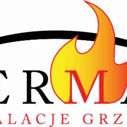 Logo firmy Termar Instalacje Grzewcze z symbolem płomienia nad nazwą, czcionka w kolorach czarnym i czerwonym, na białym tle.