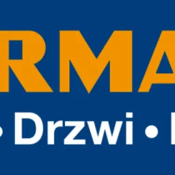 Logo firmy Hörmann na niebieskim tle z pomarańczowym napisem 'HÖRMANN' oraz białym napisem 'Bramy • Drzwi • Napędy'.