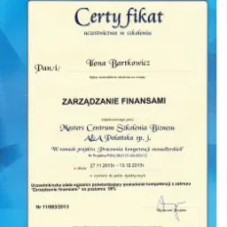 Certyfikat Zarządzanie Finansami