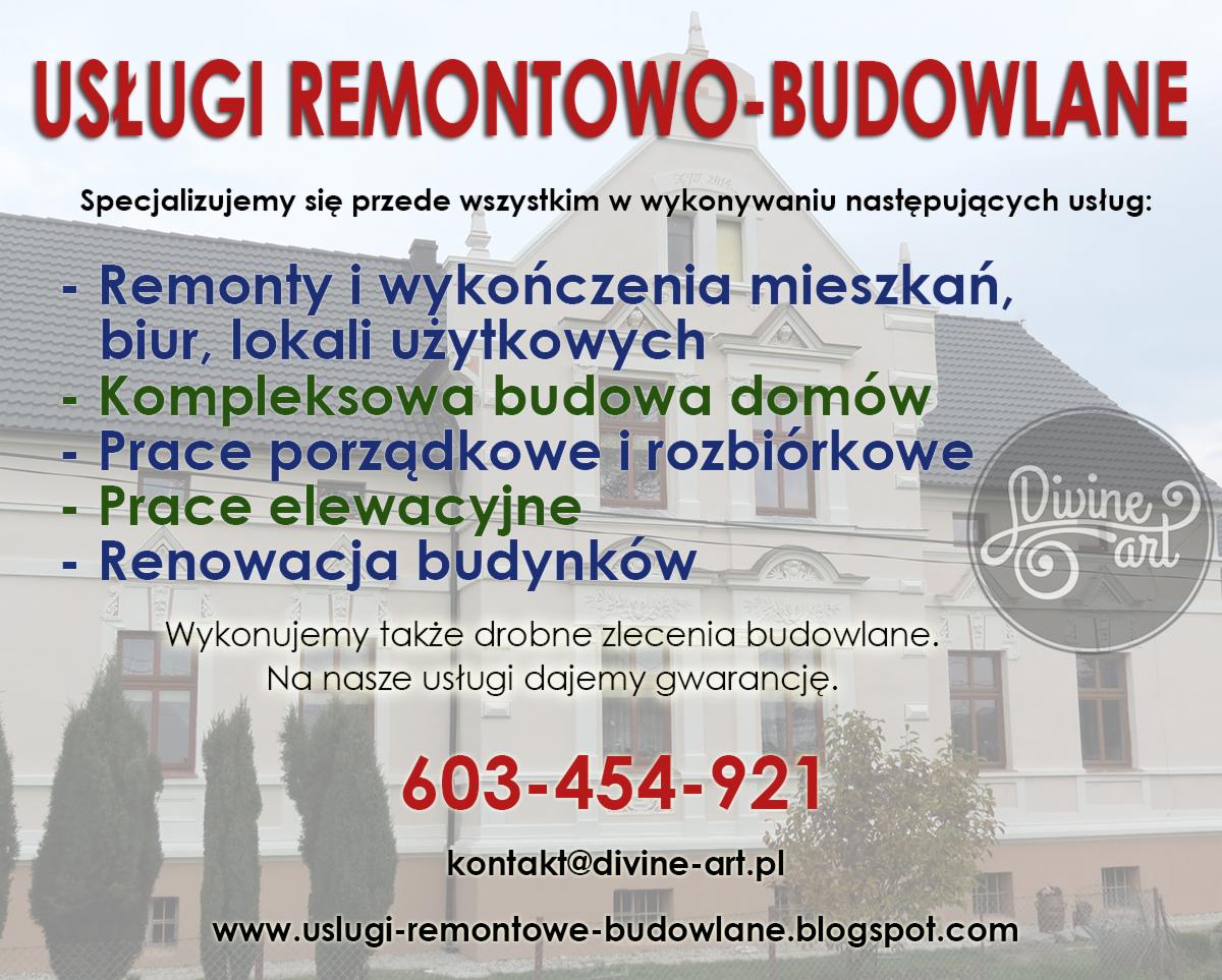Ogłoszenie usług remontowo-budowlanych z wykazem specjalizacji: remonty, budowa, prace elewacyjne i renowacja budynków. Kontakt i adres strony internetowej.