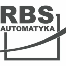 Szare logo RBS Automatyka z elementem graficznym w postaci kwadratu i łuku.