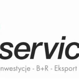 Logo firmy 'in services' z zielonym okręgiem z napisem 'in', czarnym napisem 'services' i szarym tekstem 'Inwestycje - B+R - Eksport - Szkolenia' poniżej.