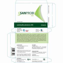 Sanum Polska – projekt pudełka Sanprobi (z liniami wykrojnika, dla drukarni)