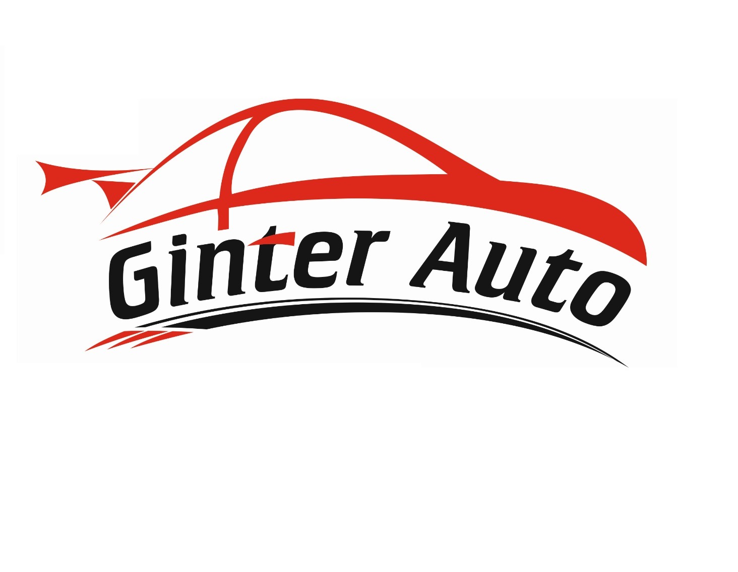 Logo firmy Ginter Auto z graficznym przedstawieniem czerwonego konturu samochodu.