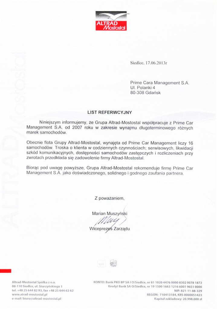 Referencje Altrad-Mostostal Sp. z o.o. 2/2