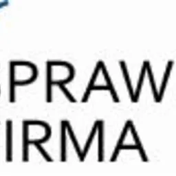Niebieski znak akceptacji z napisem „SPRAWDZONA FIRMA” po prawej stronie, na białym tle. Grafika sugeruje weryfikację i wiarygodność firmy.