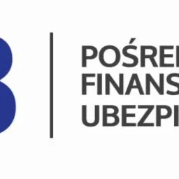 Logo firmy AB - pośrednictwo finansowo-ubezpieczeniowe. Granatowe litery AB z pionową kreską i szary tekst. Prosty i nowoczesny design na białym tle.